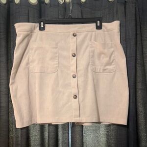 Corduroy Button-Front Skirt in Cream